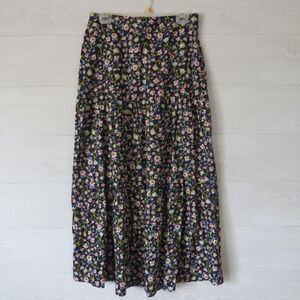 Who What Wear Black Floral Tiered Prairie Boho Long Skirt 100% Cotton